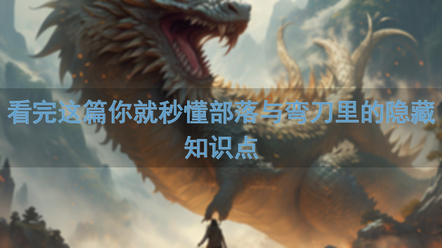 看完这篇你就秒懂部落与弯刀里的隐藏知识点